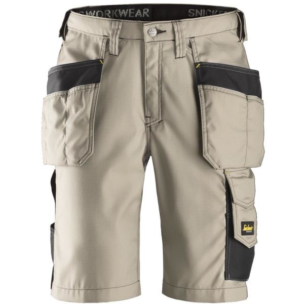 Håndverkershorts Snickers 3023 khaki/svart, rip-stop 48
